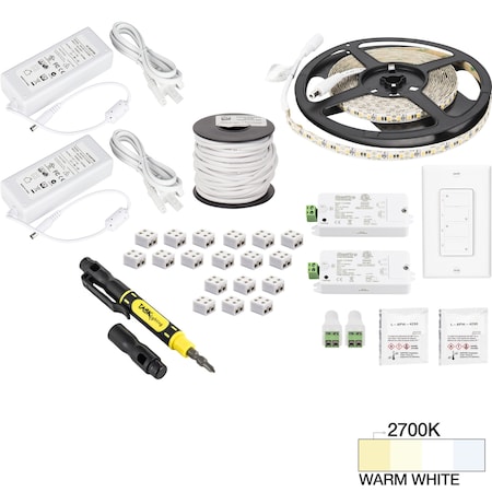 Task Lighting 16 Ft. 225 Lumens/Ft. 12 V, V, Duo Wireless Controller, 2 Zone 2 Area, Sgl-White, Warm White 2700K L-VK2Z2A-16-27